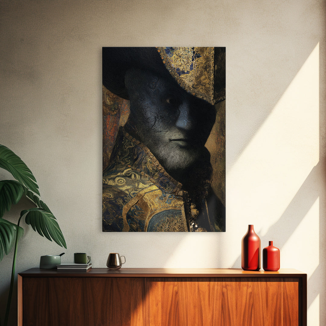 The Town Where Shadows Live, Ornate Symbolist Art, Vertical Wall Art, Gothic Horror Wall Art, Canvas Print, Halloween Wall Art