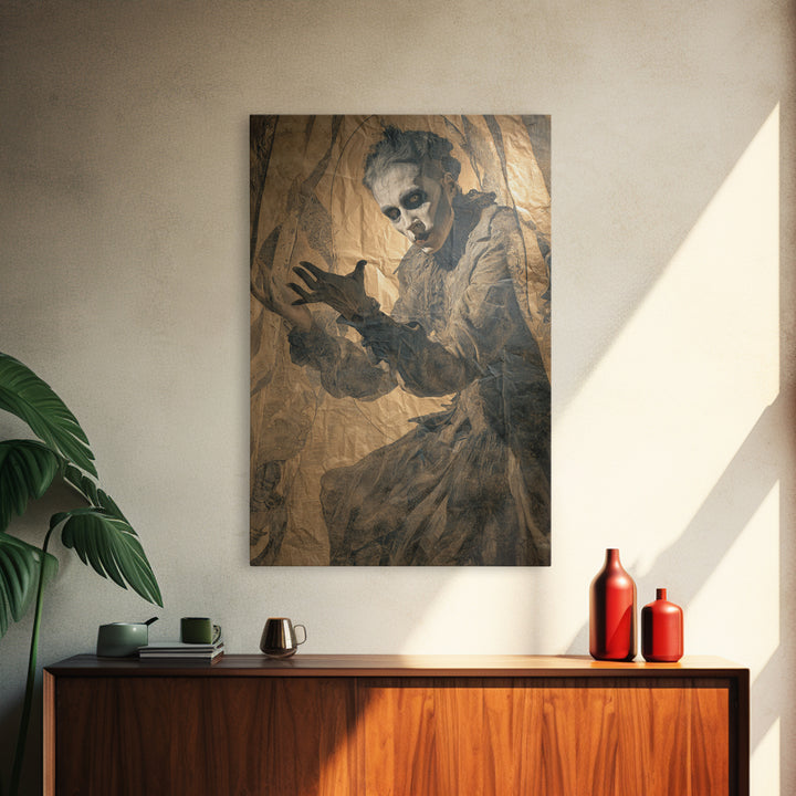 The Town Where Shadows Live, Decadent Gothic Art, Vertical Wall Art, Gothic Horror Wall Art, Framed Canvas Print, Halloween Wall Art