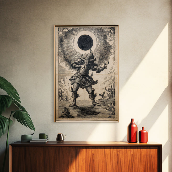The Eclipse Summoning, Renaissance Engraving Art, Vertical Wall Art, Gothic Horror Wall Art, Canvas Print, Halloween Wall Art