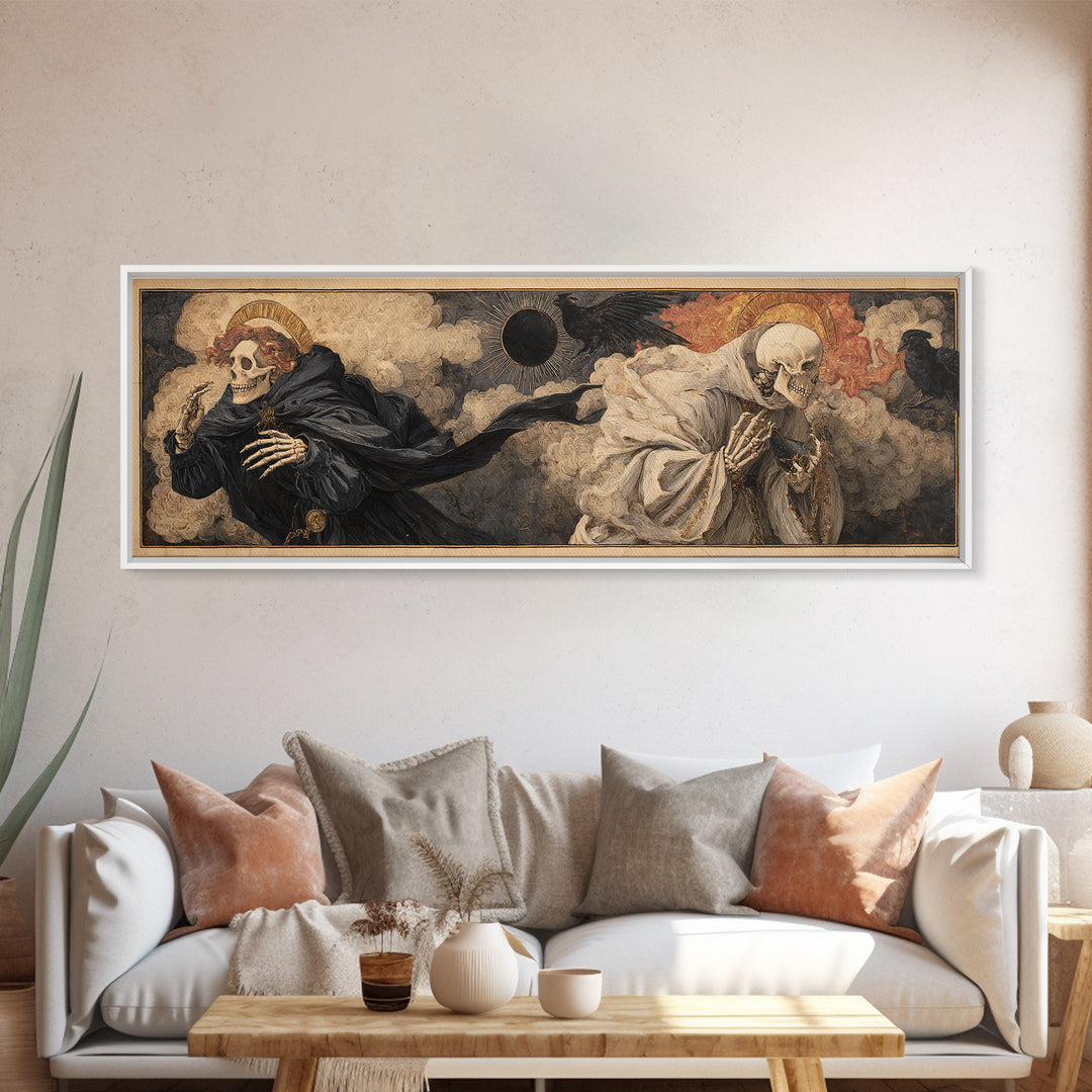 The Eclipse Summoning, Danse Macabre Art, Extra Wide Wall Art, Dark Fantasy Wall Art, Framed Canvas Print