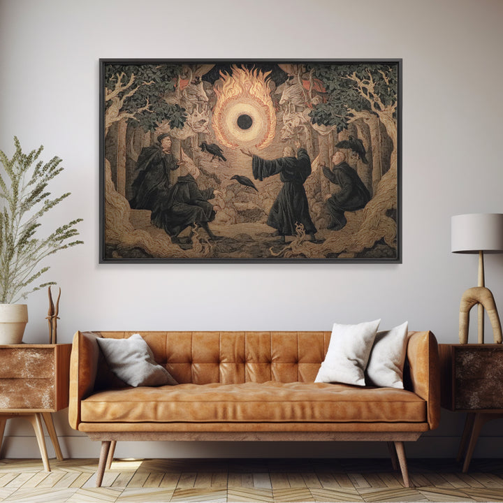 The Eclipse Summoning, Visionary Gothic Art, Landscape Wall Art, Dark Fantasy Wall Art, Framed Canvas Print, Halloween Wall Art