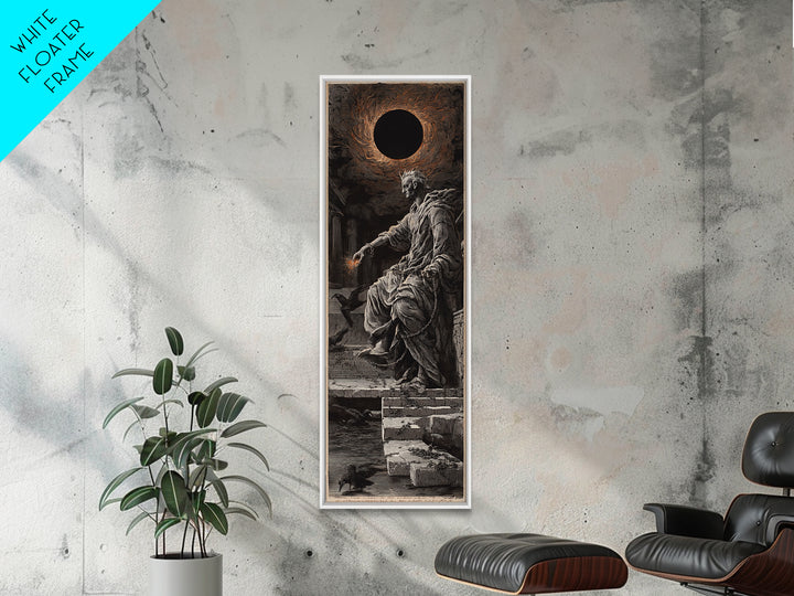 The Eclipse Summoning, Architectural Etching Art, Tall Narrow Wall Art, Dark Halloween Decor, Canvas Print, Halloween Wall Art