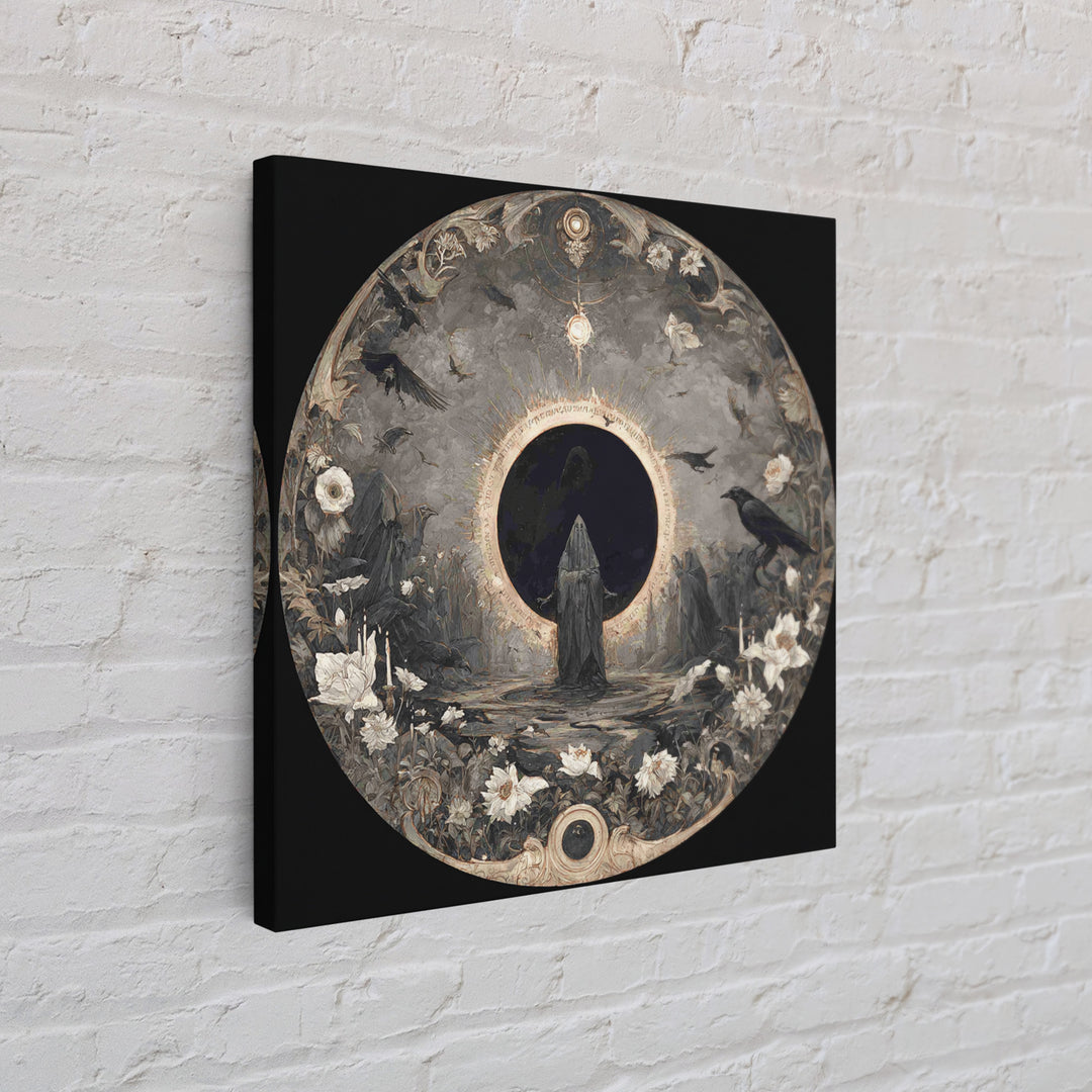 The Eclipse Summoning, Symbolist Dream Art, Square Wall Art, Dark Halloween Decor, Canvas Print, Halloween Wall Art