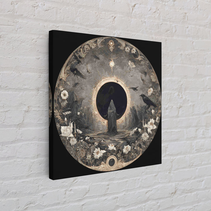 The Eclipse Summoning, Symbolist Dream Art, Square Wall Art, Dark Halloween Decor, Canvas Print, Halloween Wall Art