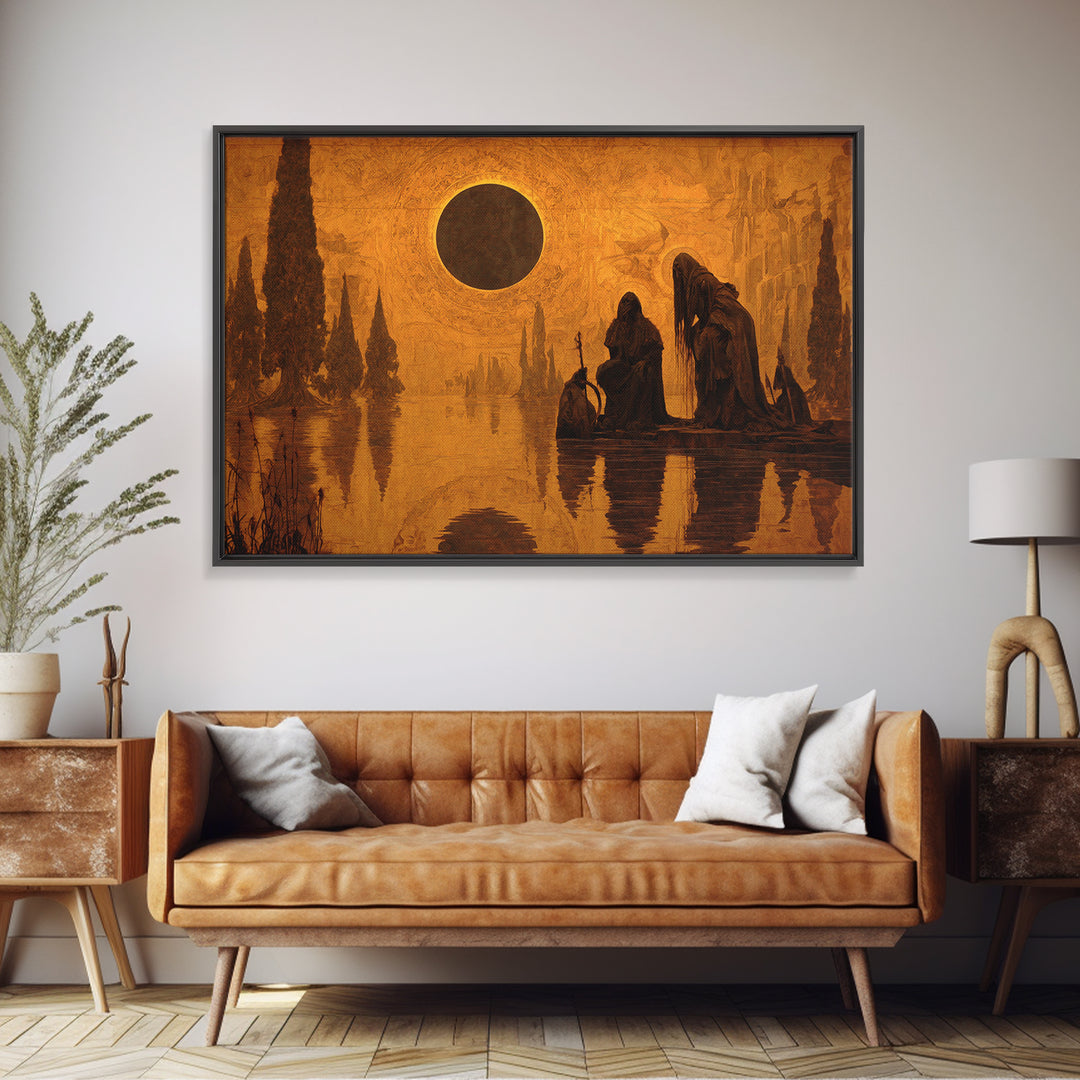 The Eclipse Summoning, Symbolist Gothic Landscape, Landscape Wall Art, Gothic Horror Wall Art, Canvas Print, Halloween Wall Art