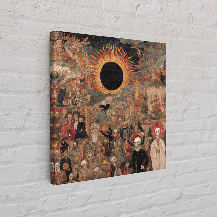 The Eclipse Summoning, Grotesque Carnival Art, Square Wall Art, Dark Halloween Decor, Framed Canvas Print, Halloween Wall Art