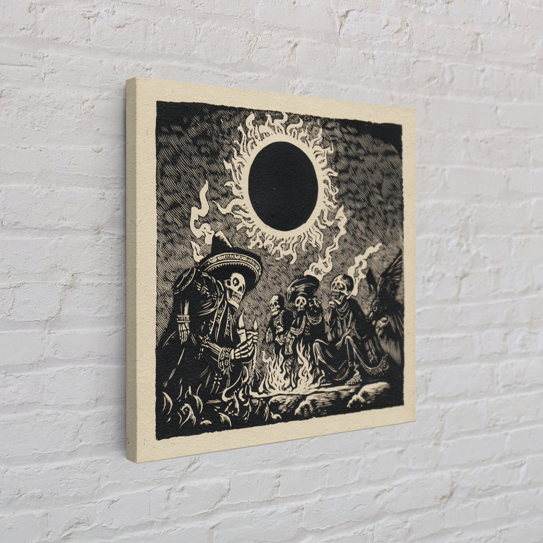 The Eclipse Summoning, Macabre Folk Print Art, Square Wall Art, Dark Fantasy Wall Art, Framed Canvas Print, Halloween Wall Art