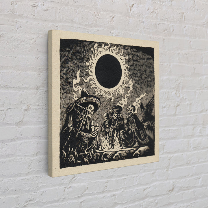 The Eclipse Summoning, Macabre Folk Print Art, Square Wall Art, Dark Fantasy Wall Art, Framed Canvas Print, Halloween Wall Art