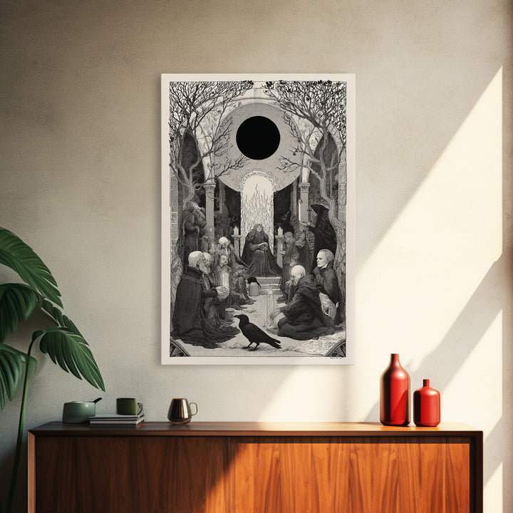 The Eclipse Summoning, Victorian Macabre Art, Vertical Wall Art, Gothic Horror Wall Art, Canvas Print, Halloween Wall Art
