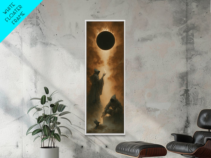 The Eclipse Summoning, Surreal Apocalyptic Art, Tall Narrow Wall Art, Dark Fantasy Wall Art, Canvas Print, Halloween Wall Art