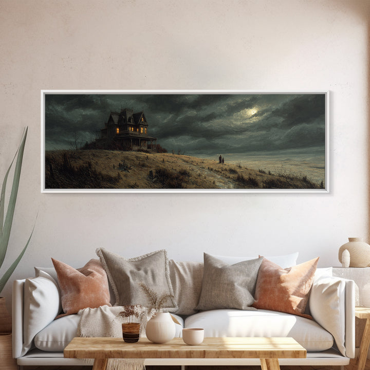 The Last House At The World'S Edge, Danse Macabre Art, Extra Wide Wall Art, Dark Halloween Decor, Canvas Print