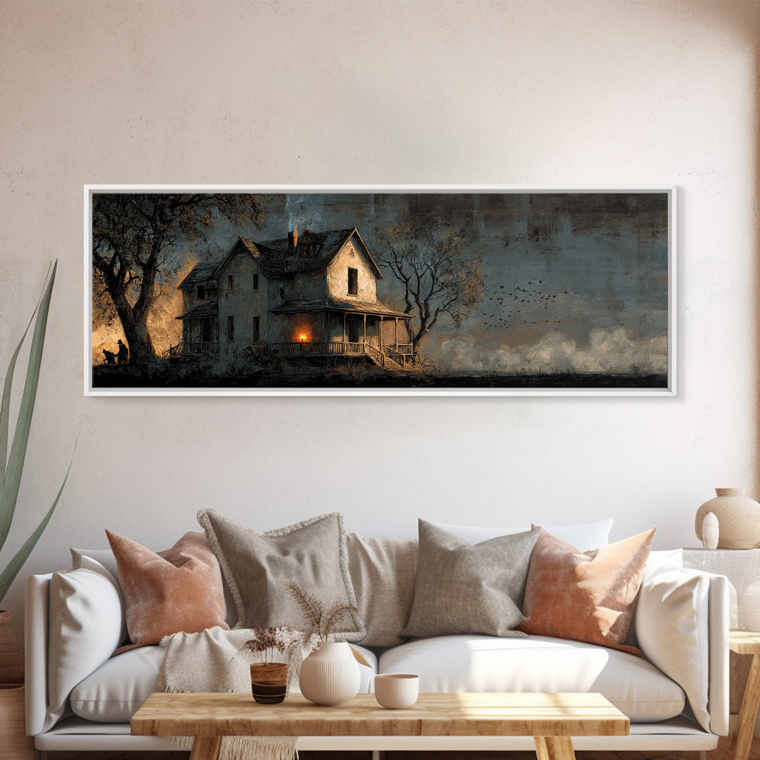 The Last House At The World'S Edge, Dark Romantic Horror Art, Extra Wide Wall Art, Dark Fantasy Wall Art, Framed Canvas Print
