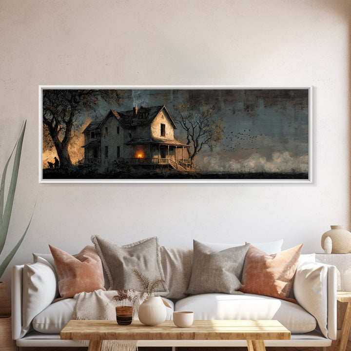 The Last House At The World'S Edge, Dark Romantic Horror Art, Extra Wide Wall Art, Dark Fantasy Wall Art, Framed Canvas Print