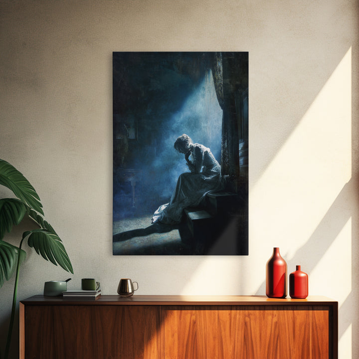 The Last House At The World'S Edge, Gothic Nightmare Art, Vertical Wall Art, Dark Halloween Decor, Canvas Print, Halloween Wall Art