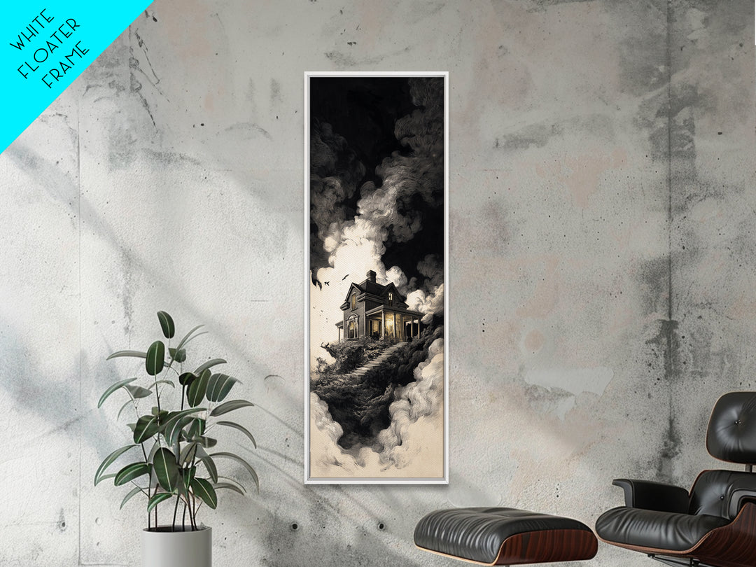 The Last House At The World'S Edge, Architectural Etching Art, Tall Narrow Wall Art, Gothic Horror Wall Art