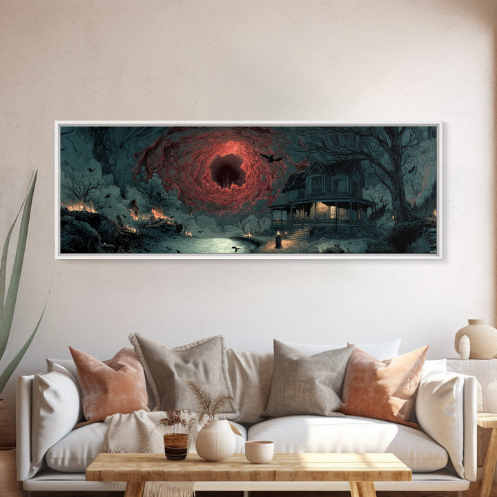 The Last House At The World'S Edge, Apocalyptic Romantic Art, Extra Wide Wall Art, Dark Fantasy Wall Art, Framed Canvas Print