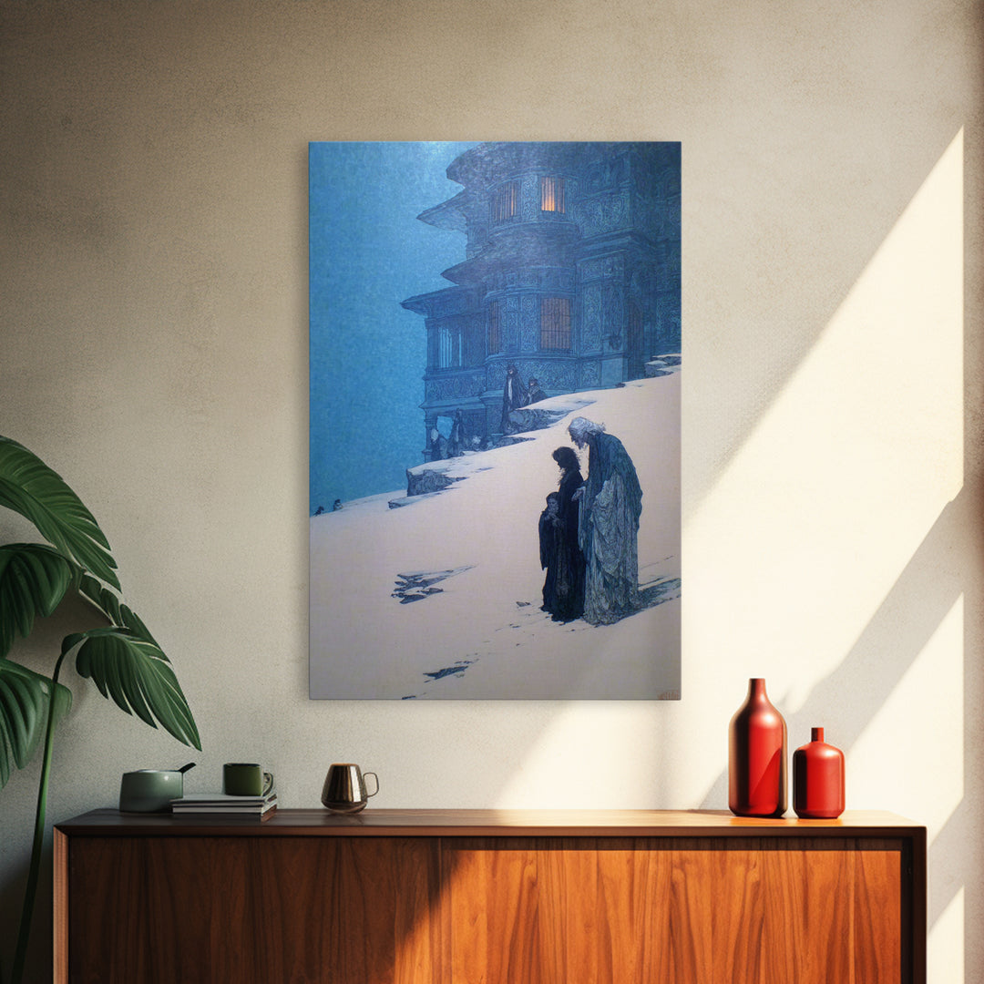 The Last House At The World'S Edge, Symbolist Death Art, Vertical Wall Art, Gothic Horror Wall Art, Framed Canvas Print