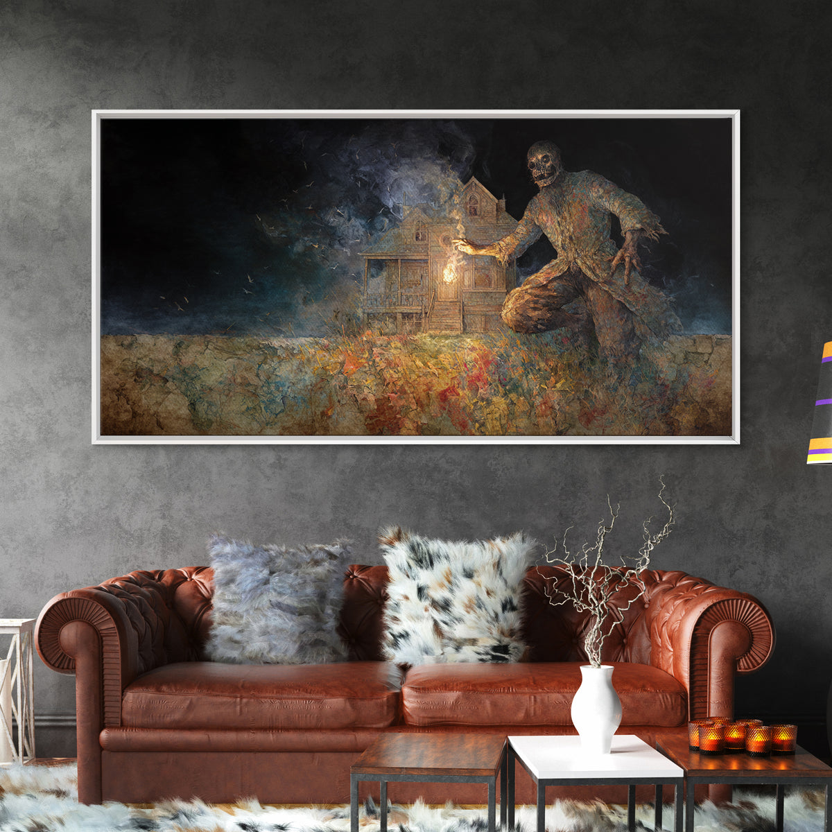 The Last House At The World'S Edge, Grotesque Carnival Art, Wide Panoramic Art, Macabre Wall Art, Canvas Print, Halloween Wall Art