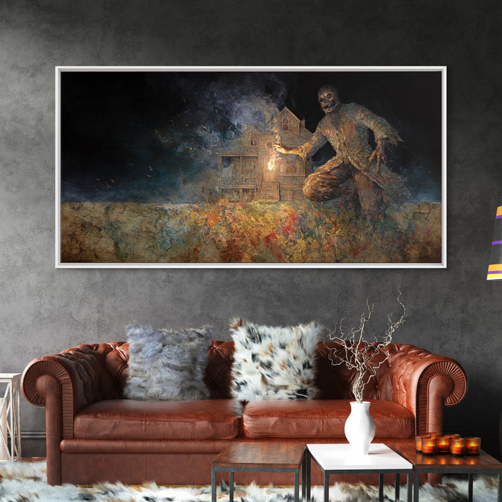 The Last House At The World'S Edge, Grotesque Carnival Art, Wide Panoramic Art, Macabre Wall Art, Canvas Print, Halloween Wall Art