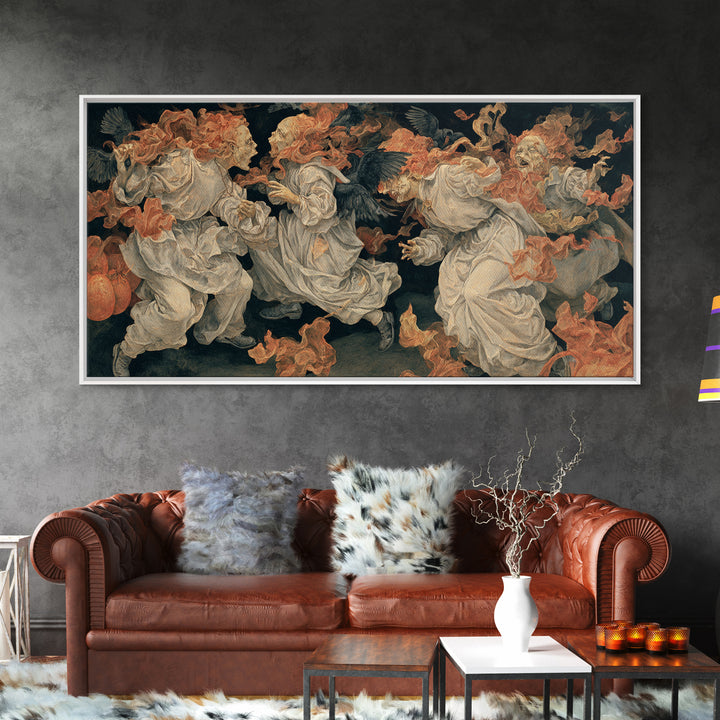 Halloween On Another Planet, Dark Renaissance Art, Wide Panoramic Art, Dark Halloween Decor, Canvas Print, Halloween Wall Art