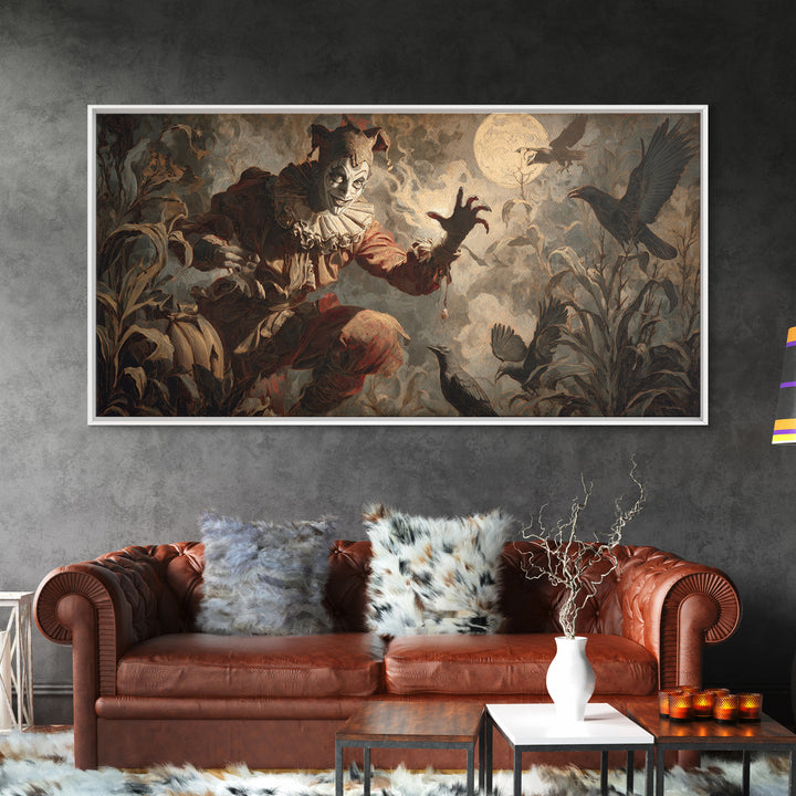 Halloween On Another Planet, Gothic Nightmare Art, Wide Panoramic Art, Macabre Wall Art, Framed Canvas Print, Halloween Wall Art