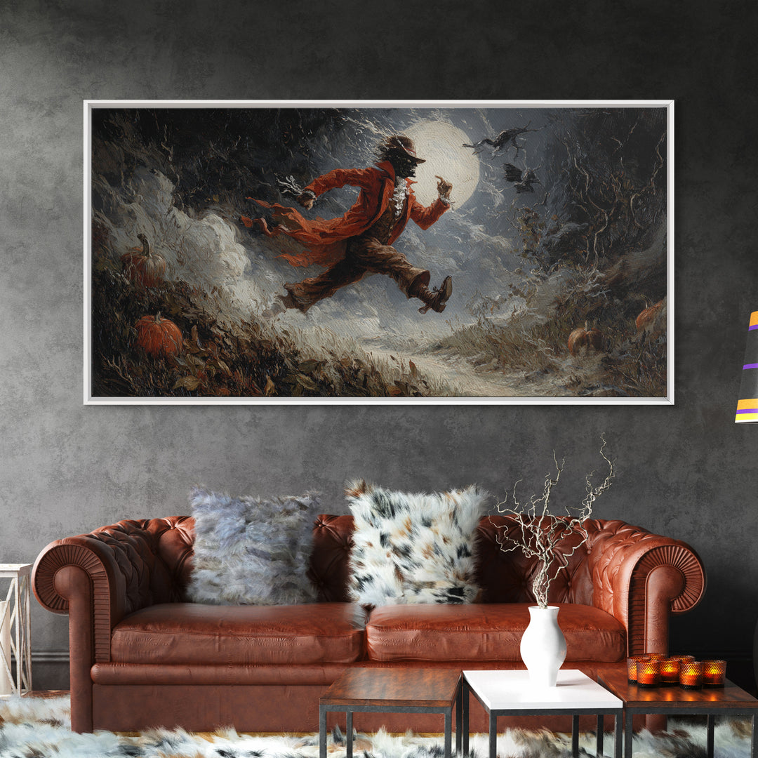 Halloween On Another Planet, Visionary Gothic Art, Wide Panoramic Art, Dark Fantasy Wall Art, Canvas Print, Halloween Wall Art