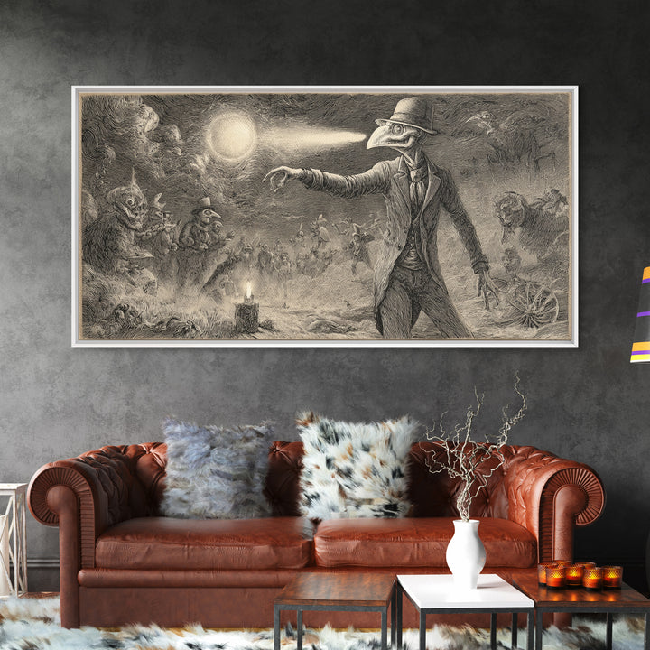 Halloween On Another Planet, Expressionist Nightmare Art, Wide Panoramic Art, Gothic Horror Wall Art, Canvas Print, Halloween Wall Art