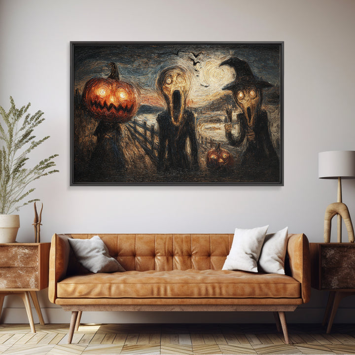 Halloween On Another Planet, Expressionist Gothic Art, Landscape Wall Art, Gothic Horror Wall Art, Framed Canvas Print, Halloween Wall Art