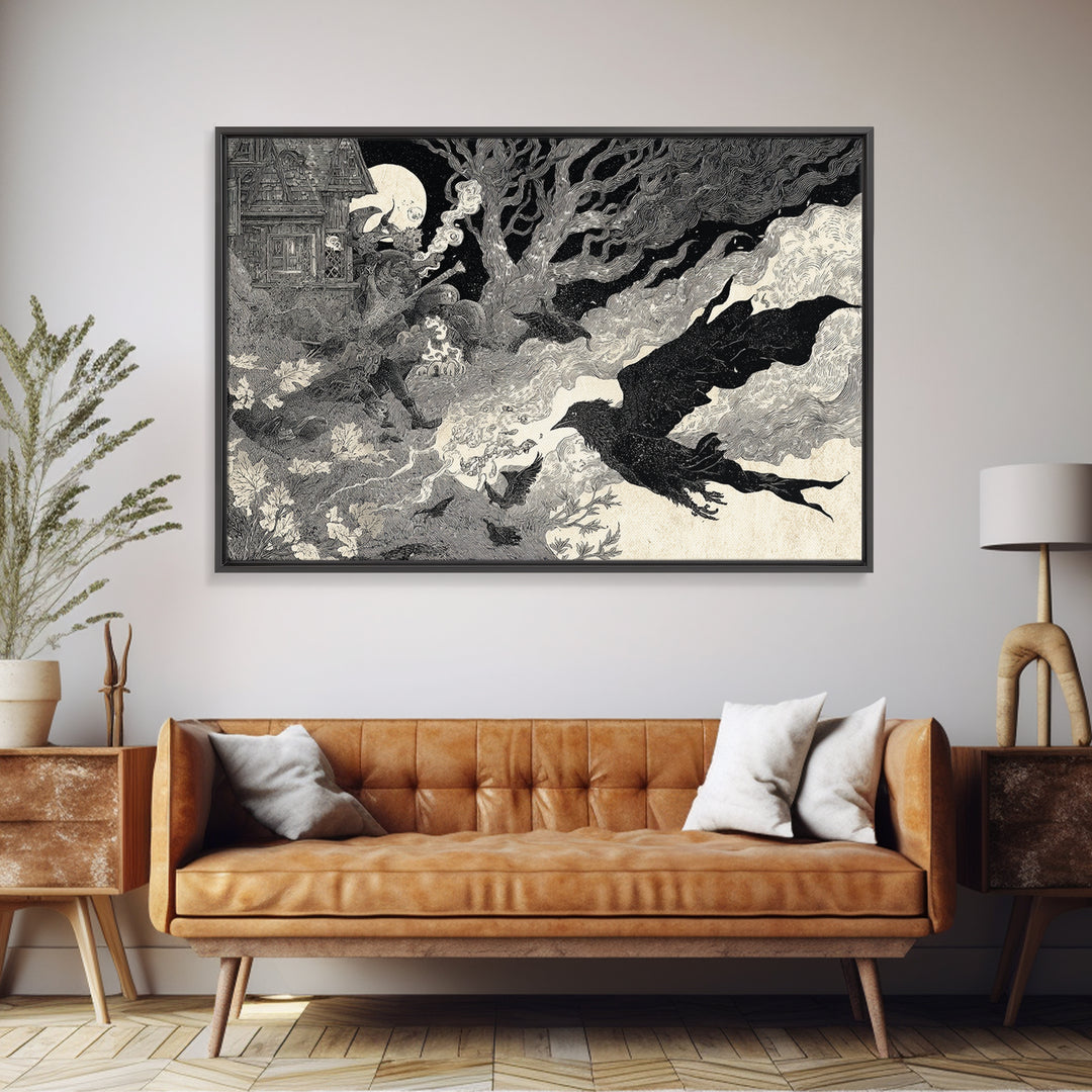 Halloween On Another Planet, Victorian Macabre Art, Landscape Wall Art, Macabre Wall Art, Framed Canvas Print, Halloween Wall Art