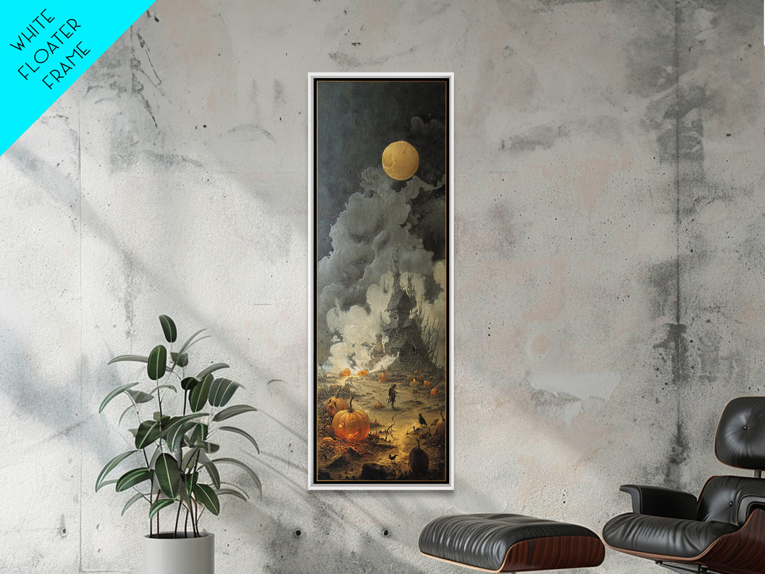 Halloween On Another Planet, Surreal Apocalyptic Art, Tall Narrow Wall Art, Dark Halloween Decor, Framed Canvas Print