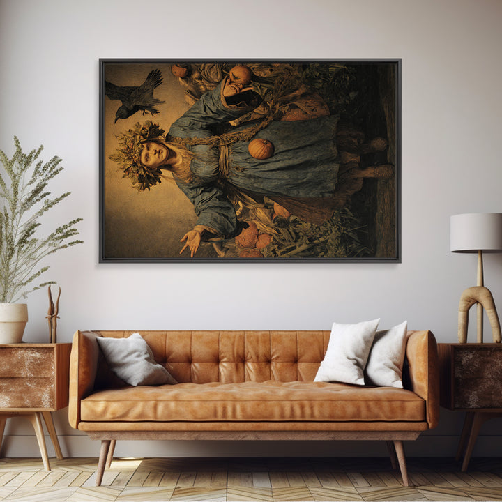 The Personification Of October, Medieval Grotesque Art, Landscape Wall Art, Gothic Horror Wall Art, Framed Canvas Print