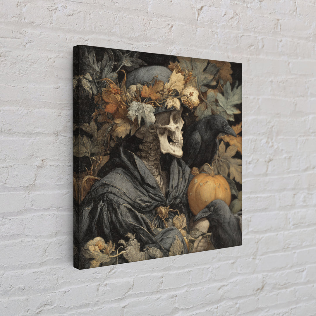 The Personification Of October, Danse Macabre Art, Square Wall Art, Dark Halloween Decor, Framed Canvas Print