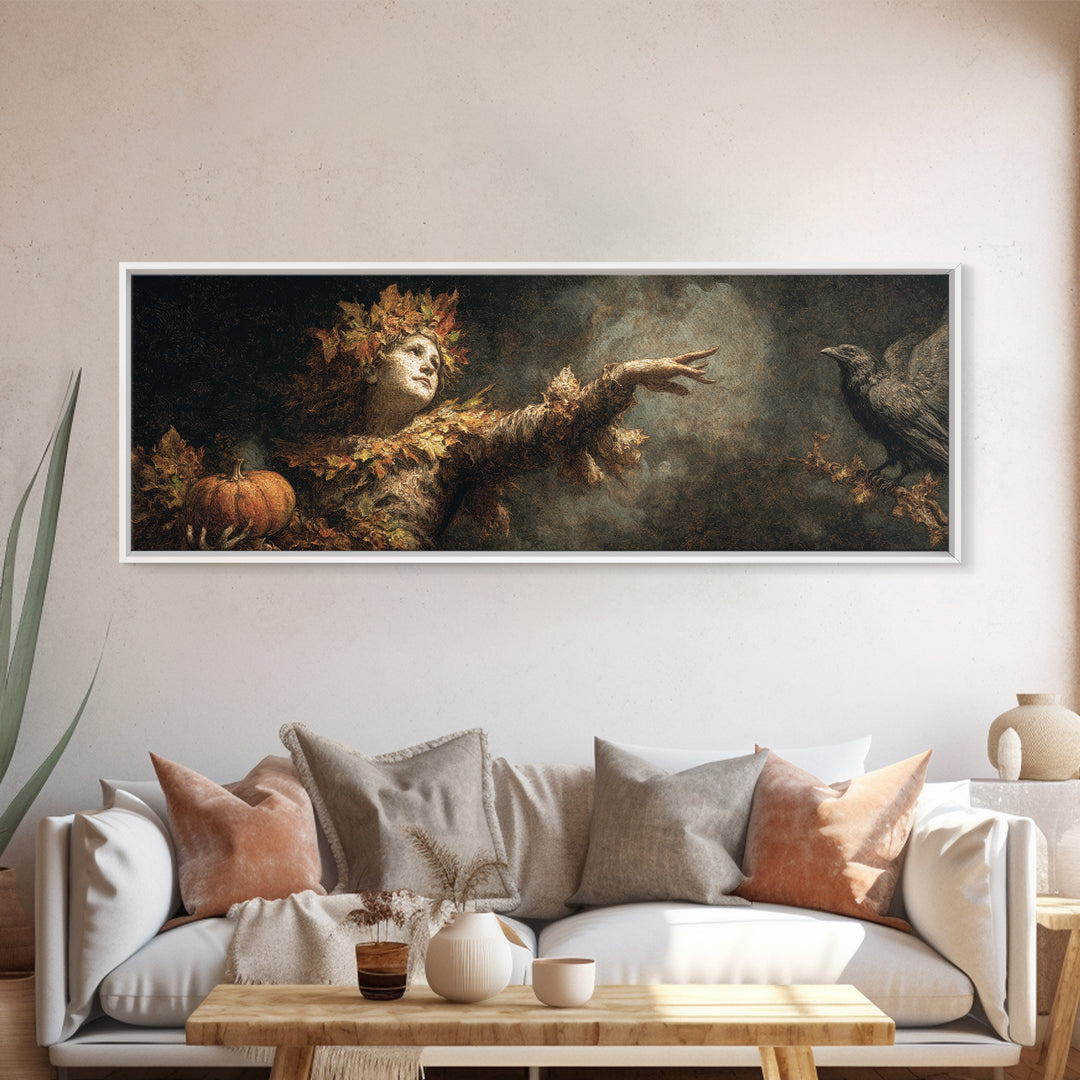 The Personification Of October, Dark Romantic Horror Art, Extra Wide Wall Art, Gothic Horror Wall Art, Canvas Print, Halloween Wall Art