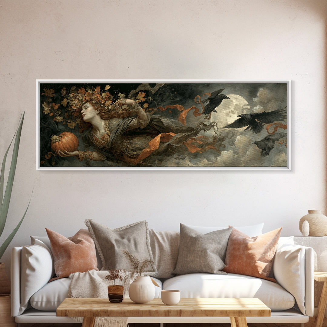 The Personification Of October, Gothic Nightmare Art, Extra Wide Wall Art, Gothic Horror Wall Art, Canvas Print, Halloween Wall Art