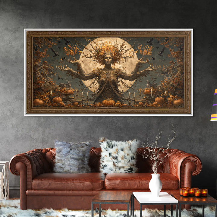 The Personification Of October, Apocalyptic Romantic Art, Wide Panoramic Art, Gothic Horror Wall Art, Canvas Print, Halloween Wall Art