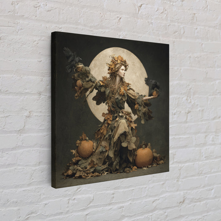 The Personification Of October, Symbolist Dream Art, Square Wall Art, Macabre Wall Art, Framed Canvas Print, Halloween Wall Art