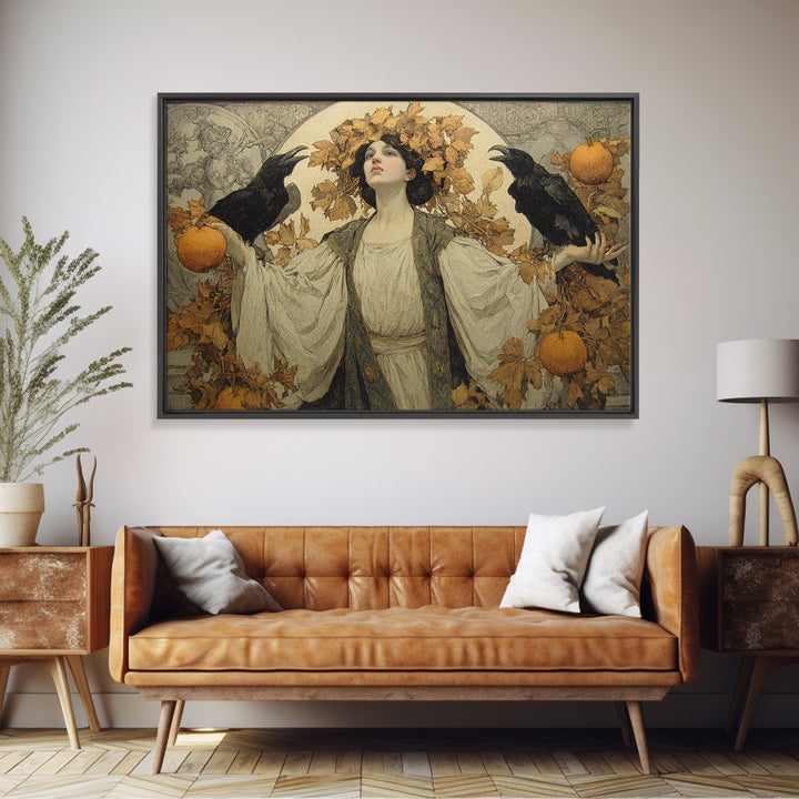 The Personification Of October, Symbolist Death Art, Landscape Wall Art, Dark Fantasy Wall Art, Framed Canvas Print