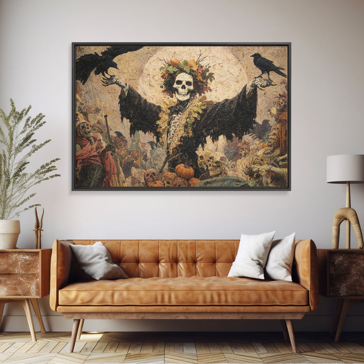 The Personification Of October, Grotesque Carnival Art, Landscape Wall Art, Macabre Wall Art, Framed Canvas Print, Halloween Wall Art