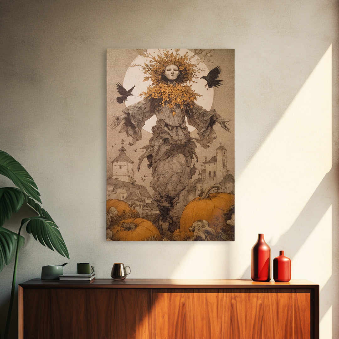 The Personification Of October, Victorian Macabre Art, Vertical Wall Art, Macabre Wall Art, Canvas Print, Halloween Wall Art