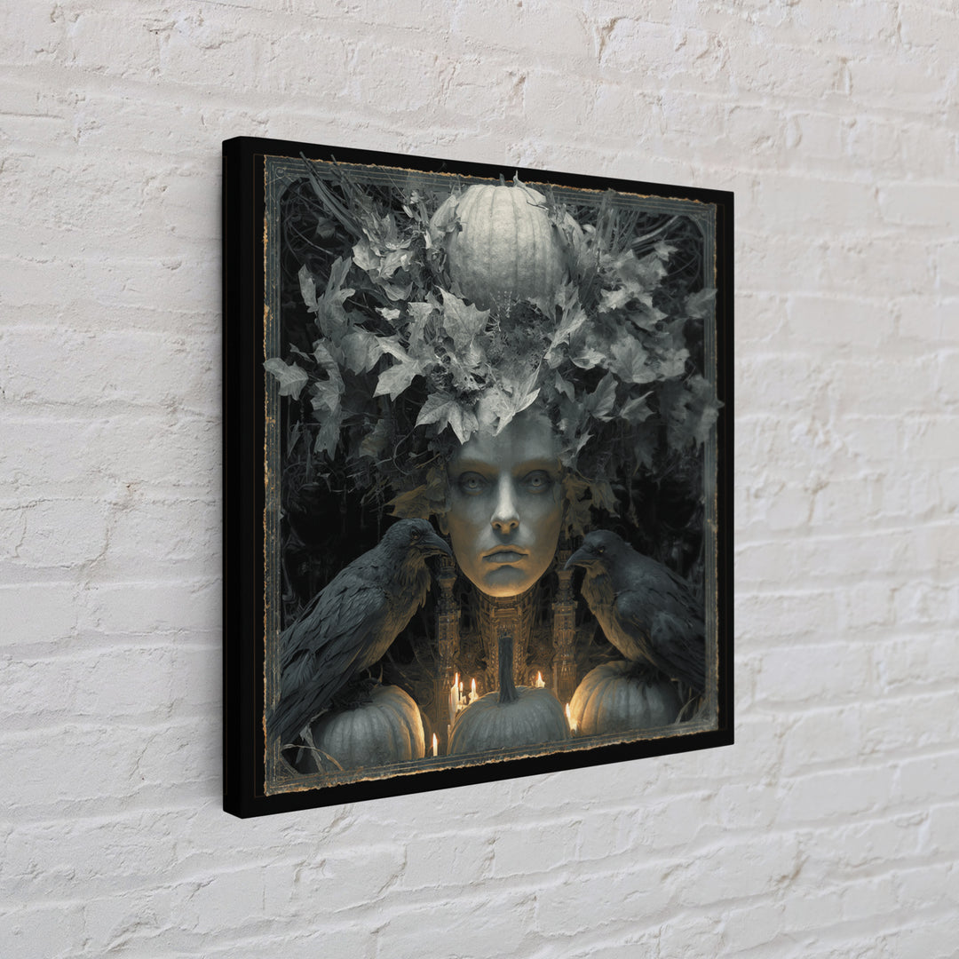 The Personification Of October, Biomechanical Horror Art, Square Wall Art, Dark Halloween Decor, Canvas Print, Halloween Wall Art