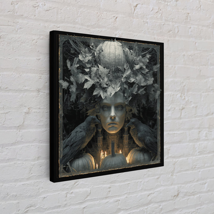 The Personification Of October, Biomechanical Horror Art, Square Wall Art, Dark Halloween Decor, Canvas Print, Halloween Wall Art