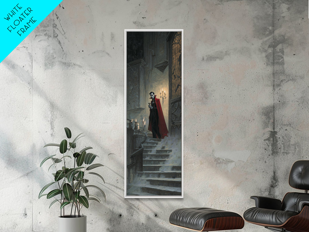 The Crimson Count Of Hollow Keep, Gothic Engraving Art, Tall Narrow Wall Art, Gothic Horror Wall Art, Framed Canvas Print