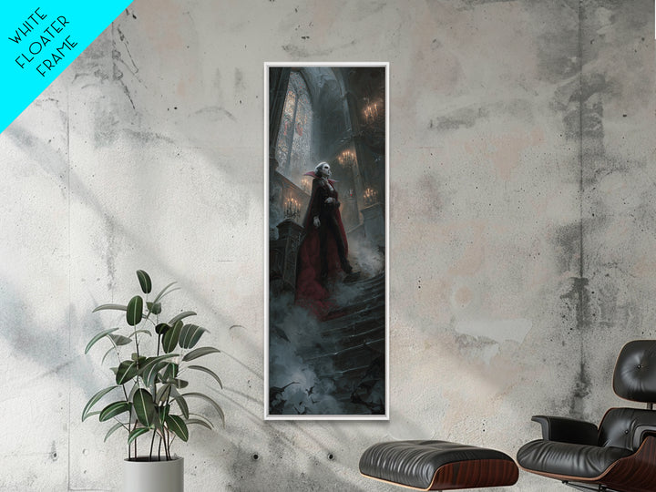 The Crimson Count Of Hollow Keep, Stained Glass Gothic Art, Tall Narrow Wall Art, Dark Fantasy Wall Art, Canvas Print, Halloween Wall Art