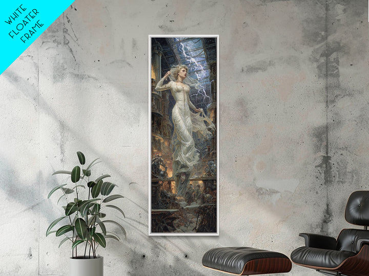 The Stitched Bride Of Thunder Hall, Gothic Engraving Art, Tall Narrow Wall Art, Dark Fantasy Wall Art, Canvas Print, Halloween Wall Art