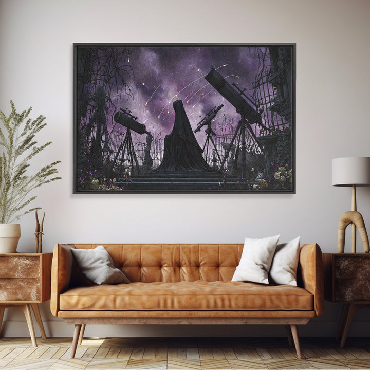The Widow Of The Whispering Comet, Expressionist Nightmare Art, Landscape Wall Art, Macabre Wall Art, Canvas Print, Halloween Wall Art