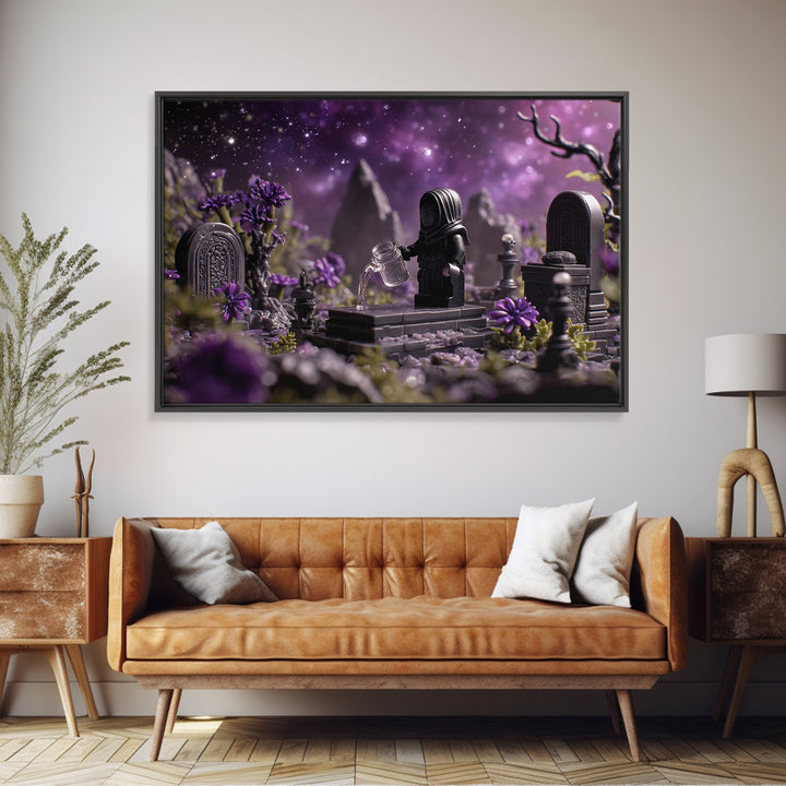 The Grave Gardener Of Yuggoth, Symbolist Gothic Landscape, Landscape Wall Art, Dark Fantasy Wall Art, Canvas Print, Halloween Wall Art