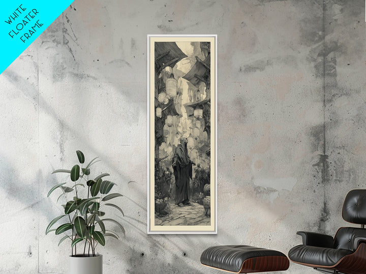 The Lantern Market Beyond The Veil, Expressionist Nightmare Art, Tall Narrow Wall Art, Dark Halloween Decor, Framed Canvas Print