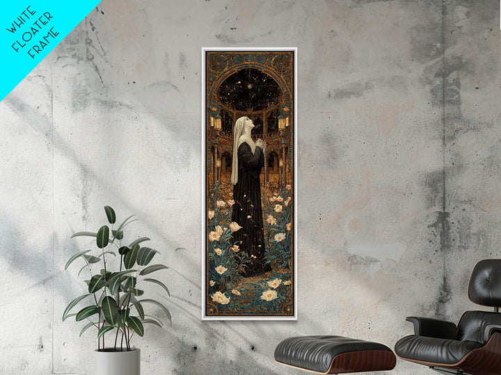 The Nun Of The Endless Constellation, Stained Glass Gothic Art, Tall Narrow Wall Art, Gothic Horror Wall Art, Canvas Print