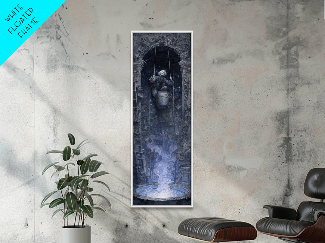 The Dreamwell Beneath Miskatonic, Ornate Symbolist Art, Tall Narrow Wall Art, Dark Halloween Decor, Framed Canvas Print