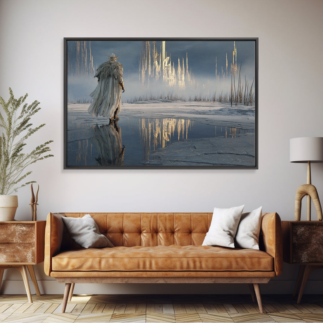 The Frost Beyond Carcosa, Symbolist Gothic Landscape, Landscape Wall Art, Dark Fantasy Wall Art, Canvas Print, Halloween Wall Art